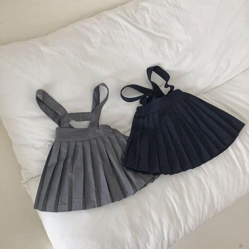 Childrens Clothing 2020 Spring New Korean Girls' College Style Pleated Skirt Childrens Strap Skirt Toddler Girl Tutu Skirts