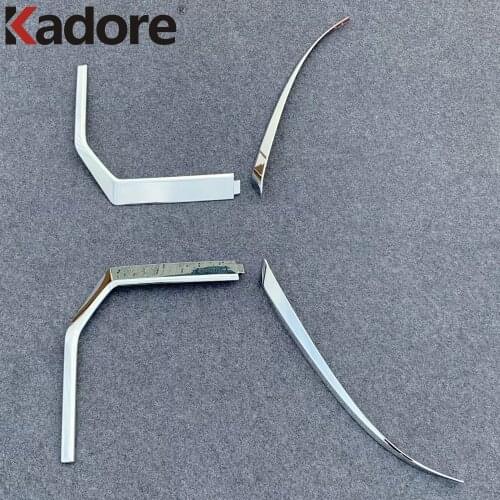 For Mitsubishi Delica 2020 2021 Chrome Front Headlight Strip Moulding Cover Trim Foglight Eyebrow Protector Sticker Styling