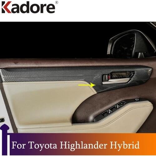 For Toyota Highlander Hybrid 2021 2022 Carbon Fiber Interior Door Handle Cover Trims Protection Sticker Car Styling Accessories
