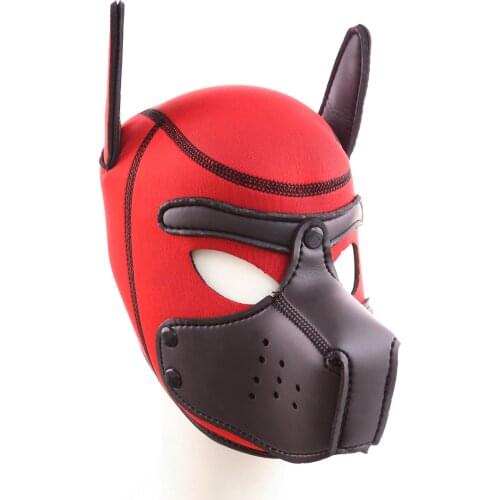 Erotic Costumes of Pup Cosplay Padded Latex Rubber Dog Hoods Mask for Men Women to Fetish Slave Bdsm Bondage Flirting Sex Toys