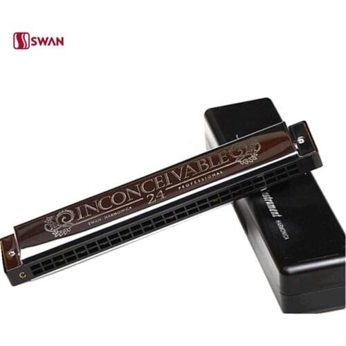 Swan 24 holes Tremolo Harmonica Key of C harp Mouth Organ Musical Instruments Gaita woodwind mundharmonika