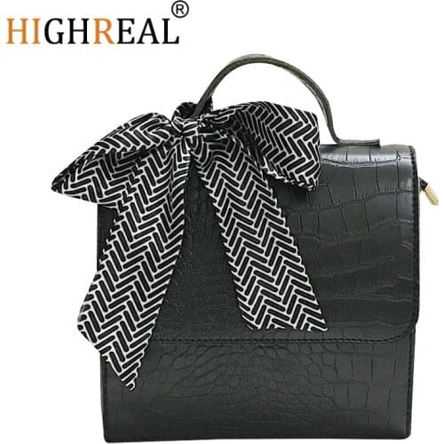 HIGHREAL Box Bag Animal Print Alligator Leather Bag Handbag Women Vintage Bags 2019 Luxury Brand Wholesale Drop Shipping