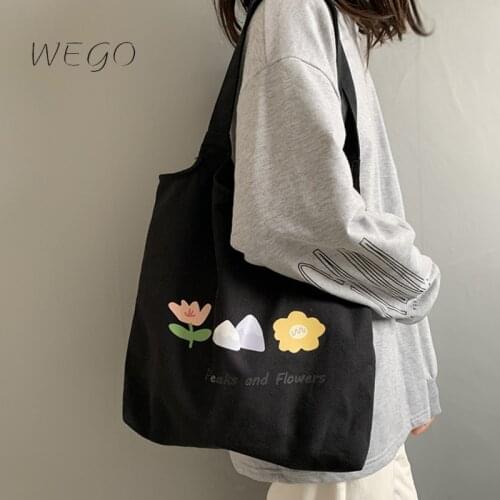 New Vest Canvas Bag Japanese And Korean Flower Women Shoulder Bag Literature And Art Student Cloth Shoulder Bag Womens
