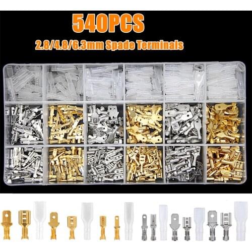 540pcs 2.8/4.8/6.3mm Crimp Terminals Insulated Seal Electrical Wire Connectors Crimp Terminal Connector Assortment Kit