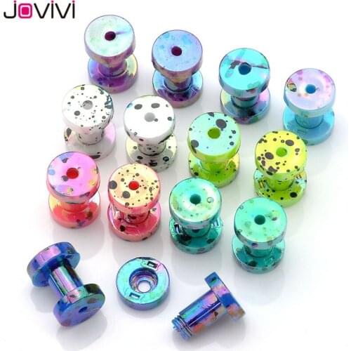 Jovivi Ear Tunnels Ear Plugs Expander Colorful 12g-1/2" Dot Acrylic Double Flared 1 Pair Ear piercing Jewelry