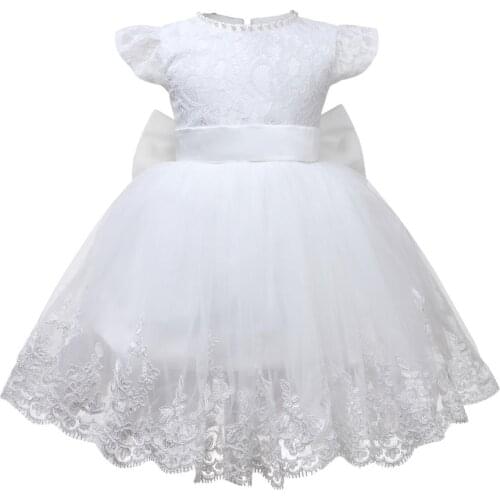 Bead Lace Flower Princess Baby Princess Dress for Infant Little Girl Elegant Birthday Wedding Party Kids Fancy Baptism Dresses