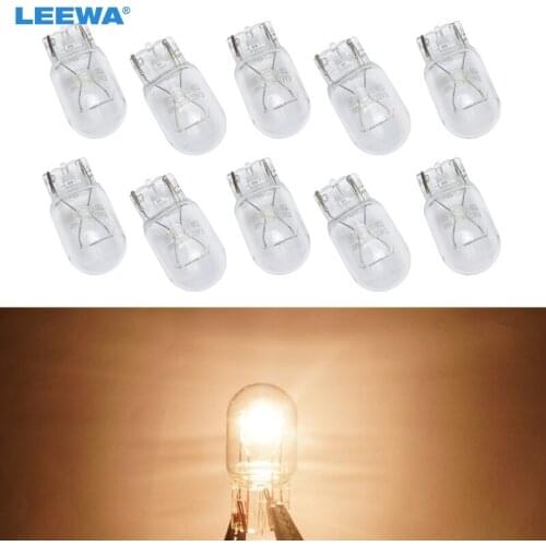 LEEWA 50pcs Car Halogen Bulb 7440 T20 12V/W21/5W Clear Glass DRL Stop Light Tail Lights Daytime Running Light #CA1352