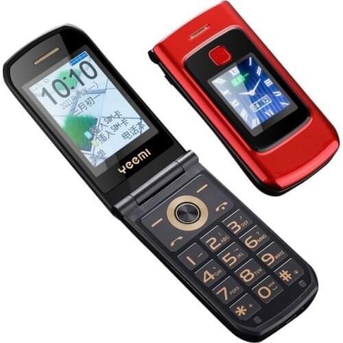 2G GSM Dual Screen Flip Cellphone Unlocked SOS Big Button Senior Cover Phone Basic Style Easy Use for Senior Camera Torch