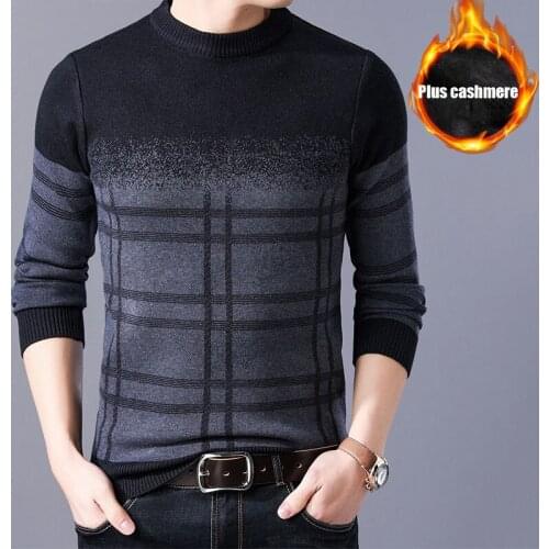 Fashionable Mens Sweaters Mens Sweater Winter Autumn Round Neck Long-Sleeved Plain Stretch Pullover Seedlings Suitable