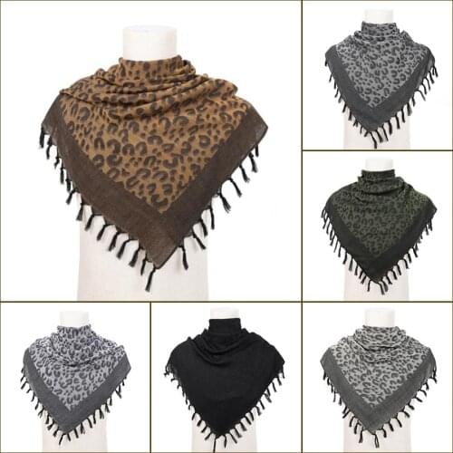 Leopard Print Mens Scarf Keffiyeh Palestine Shemagh Man Neckwarmer Shemag Womens Scarf kerchief Arab Head Scarf Bandana Shawls