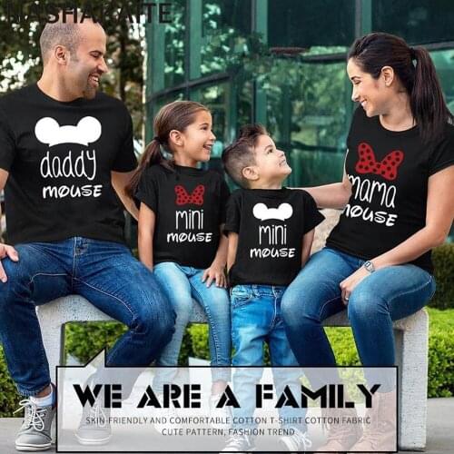 NASHAKAITE Family Look Daddy Mommy and me Clothes mini mouse Tops Baby Boy Girl Clothes Mom and daughter matching clothes