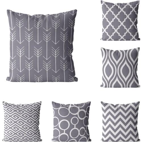 2021 New Gray Wave Stripe Geometric Throw Pillows Case Lumbar Pillow Geometry Couch Cushion Cover for Sofa Car Home Decor