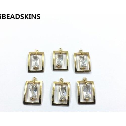 New arrival! 20x12mm 50pcs Zircon Rectangle shape charm/Connectors for Jewelry Accessories ,Earrings parts,hand Made Jewelry DIY