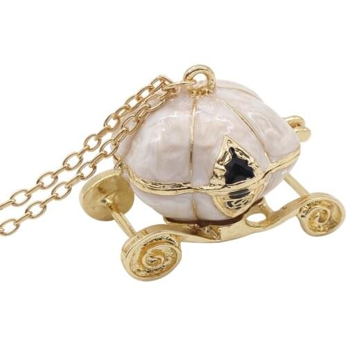 Pumpkin Charm Long Sweater Chain Necklace For Women Cinderella Carriage Pendants Collar Christmas Fashion Jewelry Gifts 2020