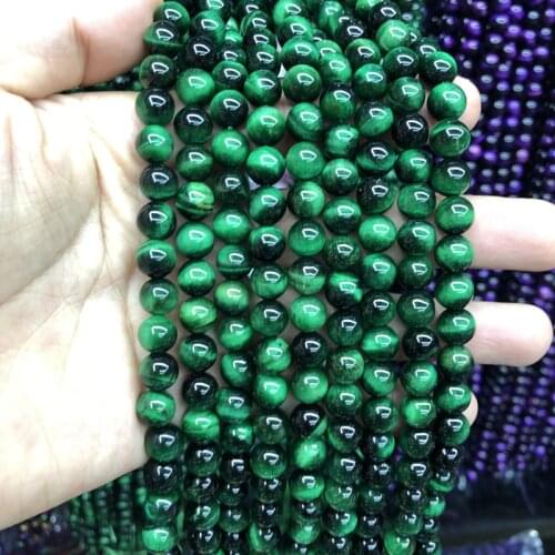 Wholesale A Quality Green Tiger Eye Beads 6mm 8mm 10mm 12mm Round Gem stone Jewelry Beads,1 of 15" full strand