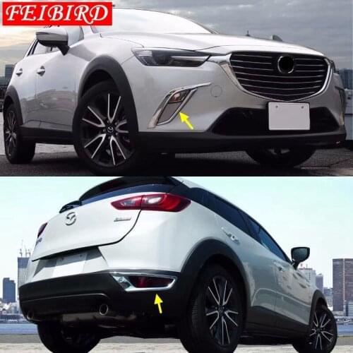 For Mazda CX-3 CX3 2015 - 2018 Front + Rear Fog Head Lights Foglights Lamp Eyelid Eyebrow Overlay Strip Cover Trim bright style