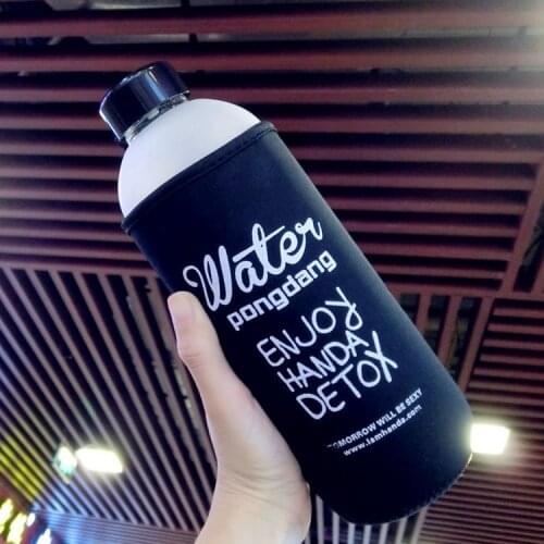 1000ml Portable Glass Water Bottle with protective bag Drinking healthy glass teapot sports travel bottles