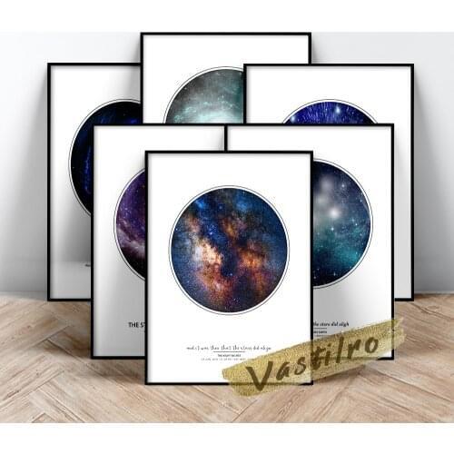 Outer Space Universe Retro Poster Milky Way Art Prints Wall Stickers Gift Stars Night Scene Canvas Painting Modern Home Decor