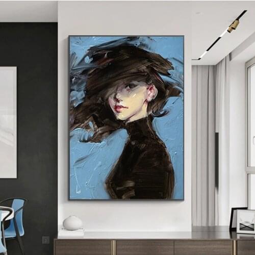 Sexy Woman on Blue Background Canvas Painting Girl Abstract Figure Posters and Prints Modern Wall Art Pictures for Home Decor