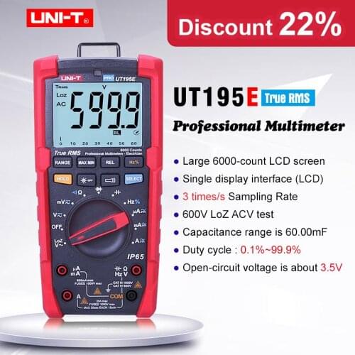 Industrial Digital Multimeter UNI-T UT195E;T-RMS AC DC voltage current Ohm meter;AC voltage current frequency response/LoZ ACV