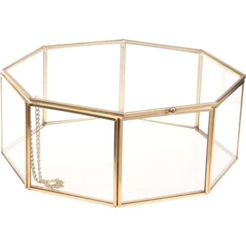 Clear Glass Geometric Terrarium Succulents Container Tabletop Decor Jewelry