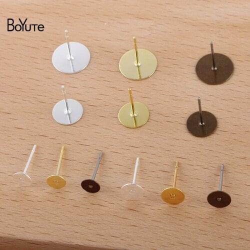 BoYuTe (500 Pieces/Lot) 6-8-10MM Flat Base Blank Earring Settings Diy Earring Accessories Handmade Materials
