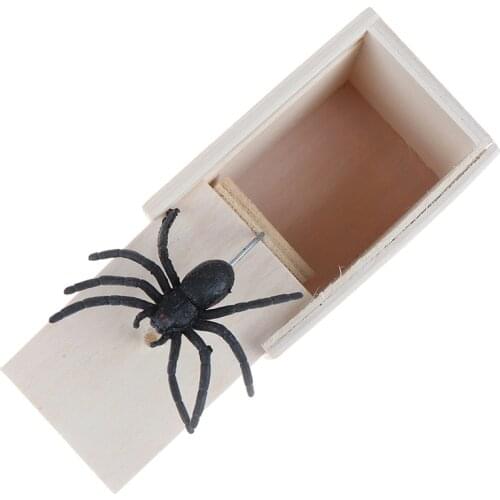 Prank Bauble April Fools Day Spoof Funny Scare Small Wooden Box Spider Scary Girls Education Baby Toys