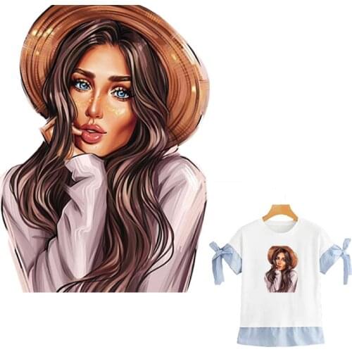 Thermal Transfer Girl In Hat Badges Heat Transfer Washable Clothing Deco New Design Diy Accessory Heat Transfer For Girl