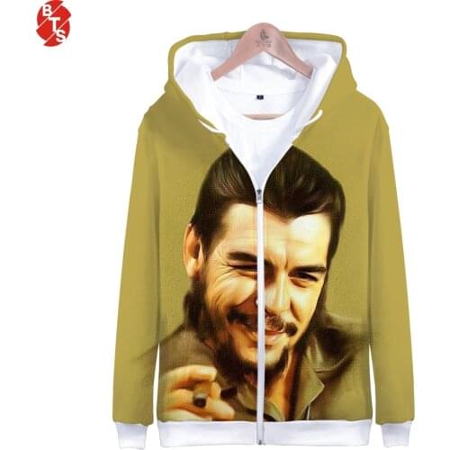Che Guevara 3D Printed Zipper Hoodies Women/Men Long Sleeve 2018 New Fashion Hooded Sweatshirts Casual Streetwear Hoodies
