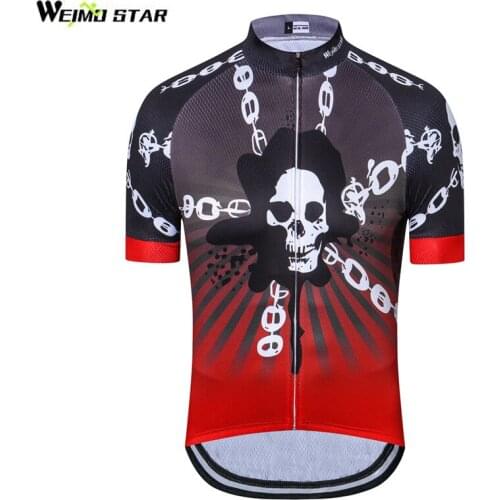 Weimostar brand summer mens skull cycling jersey ride bike short sleeve tops bicycle clothes breathable mtb maillot sportswear