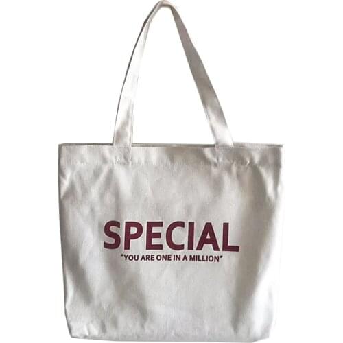 Fashion Letter Printing Womens Shoulder Bag Simple Bags Canvas Zipper Shopping Bag 2021 Large Capacity Conventional Tote Bag