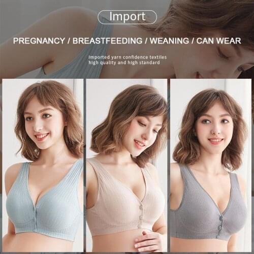 1pc Womens Summer Soft Anti-sagging Breast-feeding Cover With Front Button Thin Cotton Breathable Underwear For Pregnant Women