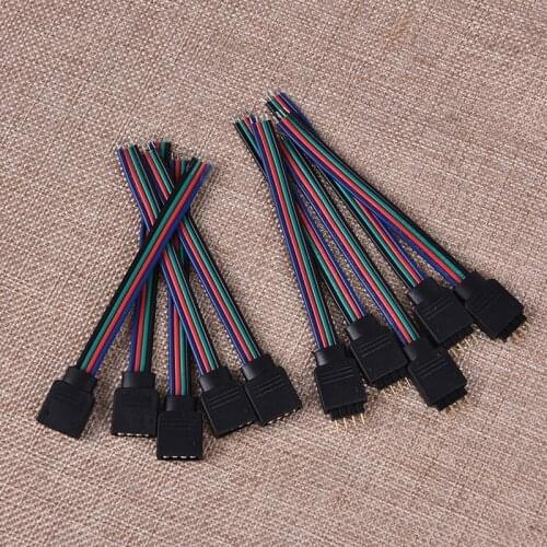 10Pcs/lot 4Pin Male + Female Connector Cable Wire For 3528 5050 LED Strip Light