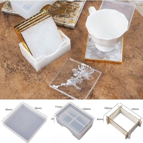 3PCS Square Coaster Box Storage Box Silicone Molds For DIY Craft UV Expoy Home Decoration Making Tools for Resin