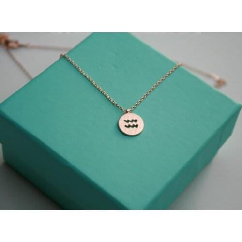 30PCS- Aquarius Necklace Signs 12 Zodiac Constellation Necklace Horoscope Astrology Disc Necklaces for Birthday Gift