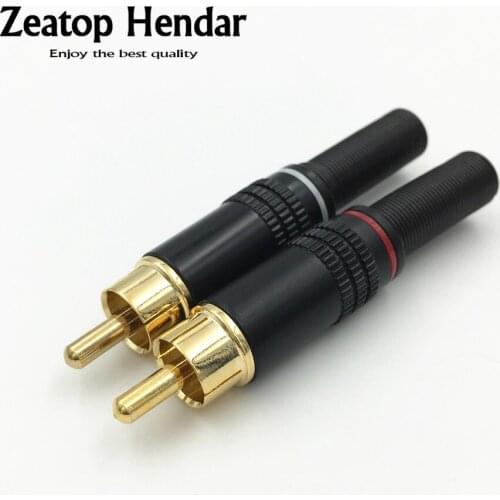 40Pcs Copper RCA Plug Audio Male Connector with Metal Spring Soldering Connector Red and White