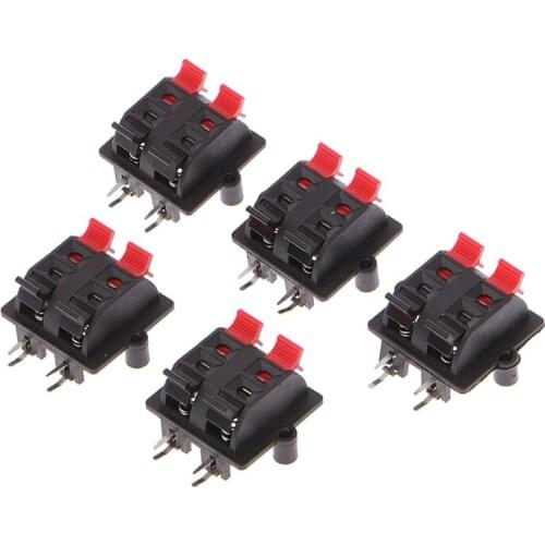 5Pcs Double Row 4 Position Cable Clip Push Type Speaker Terminal Panel Connector