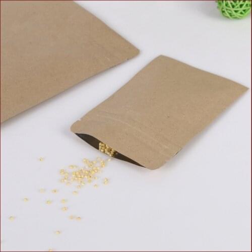 500pcs 11x18.5cm Flat Brown Kraft Paper Bag No Window Not Stand Up Zipper/ziplock Jewelry Packaging Paper Bags For Gift/tea Bags