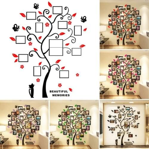 3D Acrylic Crystal Wall Sticker Adhesive DIY Stereo Photo Frame Tree Pattern Wear Resistant Home LB88