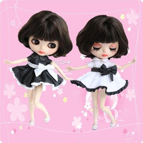 Free shipping Handmade 1/6 bow dress Doll Clothes for Blyth Azone Licca 30cm doll Christmas Toys Gift Girls