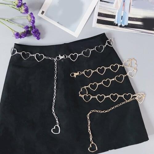 Chain Belt, Trendy Heart Leaf Circle Pendant Waist Chain Summer Beach Body Jewelry for Women and Girls