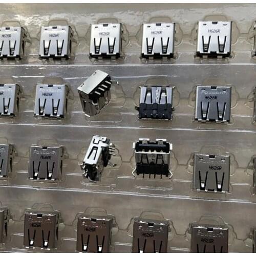 5PCS)Original brand new USB 2.0 socket female a female 90 degree bent foot straight plug black