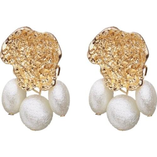 Jacoso Frosted Dangle Imitation Pearls Earrings For Women Vintage Gemetric Statement Tassel French Style Accessories Jewelry