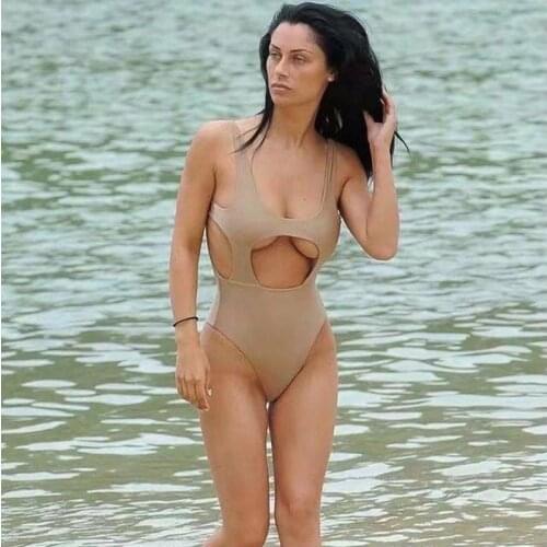 JWAINCKD One Piece Swimsuit Women Swimwear Bandage Beach Wear Solid Bathing Suit Monokini Swimsuit Sexy Backless Maillot Female