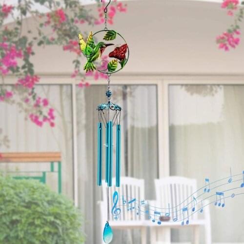 Wind Chimes, Hummingbird Hanging Ornaments Decorative Pendants Home Decorations for Living Room Bedroom, Blue/Green