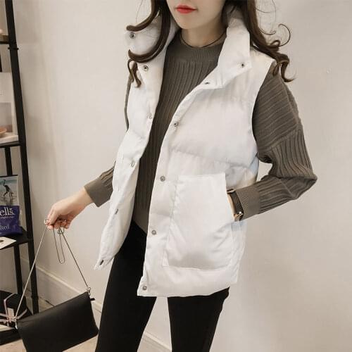 Jacket Vest Autumn Winter Large Size Coat Womens Short Cotton Coat Loose Vest Cotton-Padded Jacket Chaleco Mujer