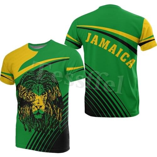 Tessffel Jamaica Lion Emblem Summer New Fashion 3D Print Tops Tee Tshirt Men Women Short Sleeve T shirt Streetwear Style-21