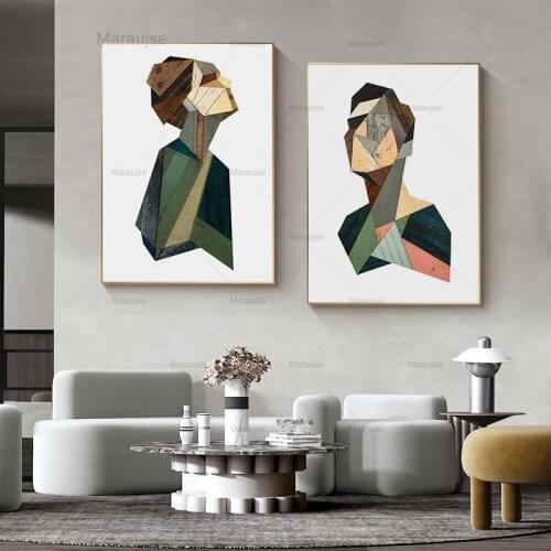 Minimalist Abstract Wood Body Painting Pictures Modern Man Woman Canvas Posters Prints Scandinavian Wall Art Living Room Decor