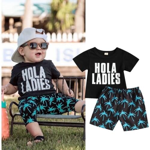Baby Boy Fashion 2 PCS Clothing Set Letter T-Shirt Top Tree Printed Shorts 0-3Y Newborn Toddler Summer Casual Cotton Outfits