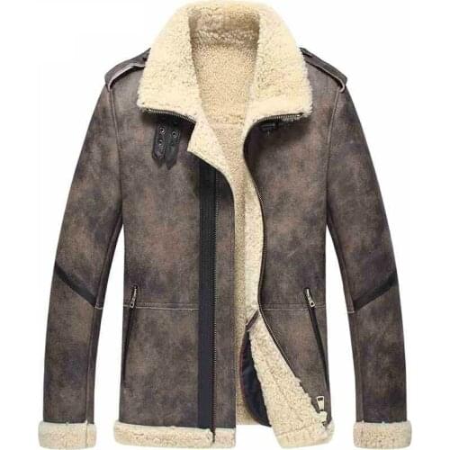 B-3 Bomber Leather Jacket Fur Coat Flight Jacket Mens Shearling Jacket Aviator Jacket Motorcycle Coat